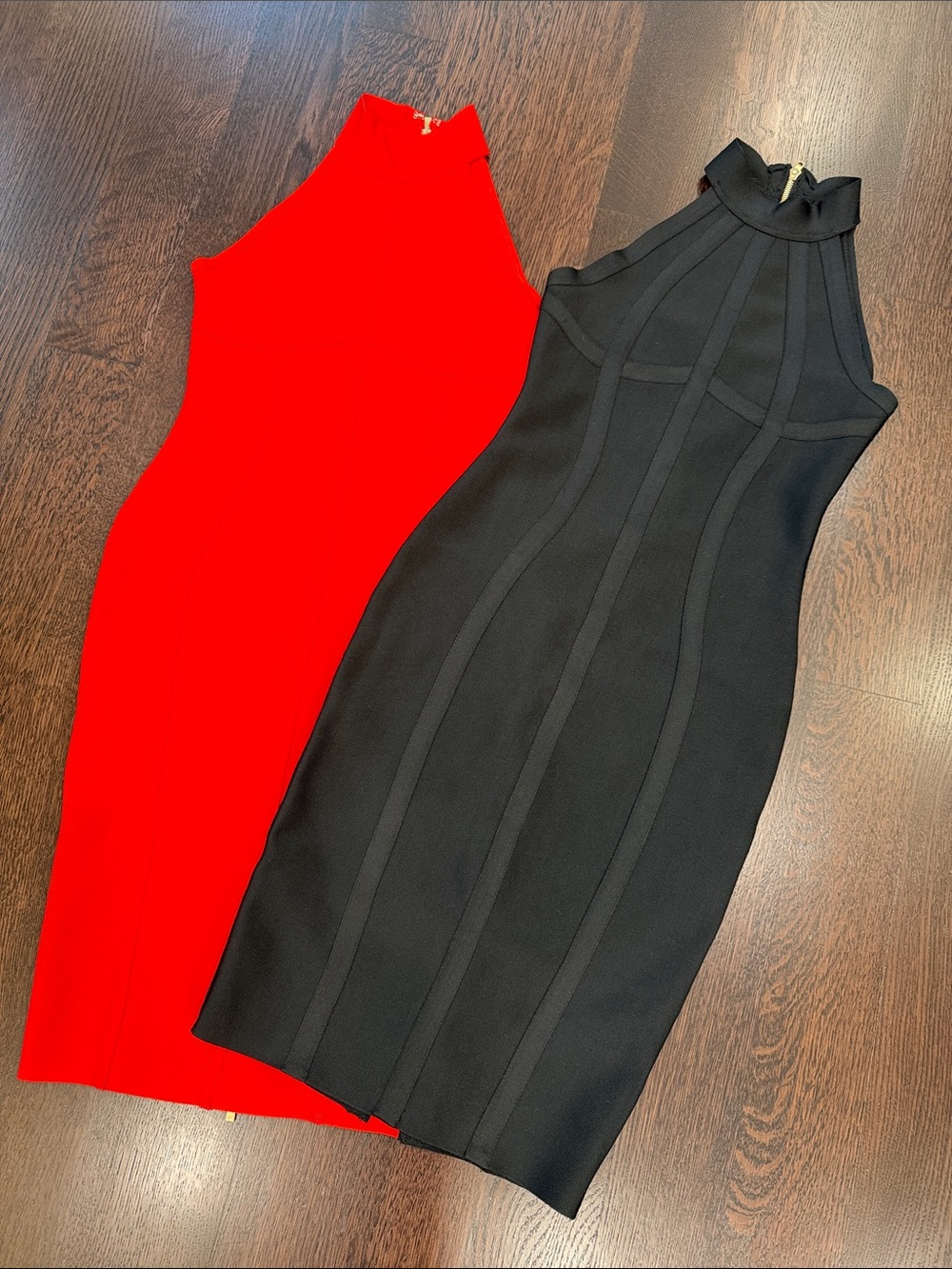 TWO Red & Black Halter Bodycon Dress Duo